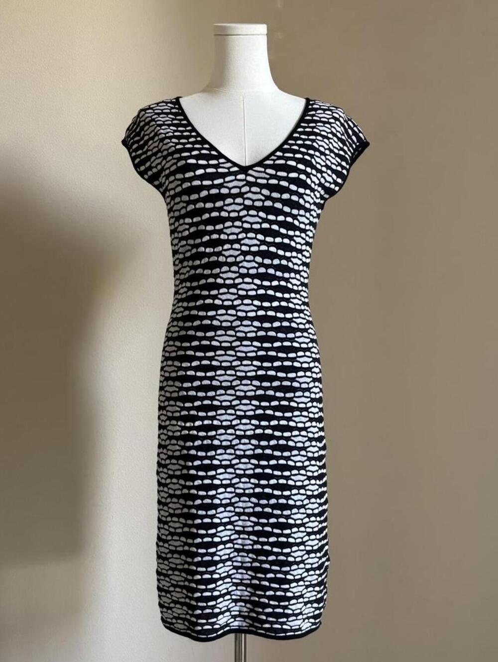 missoni black & white patterned bodycon dress